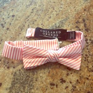 Collard Greens Boys pink and white striped bow tie